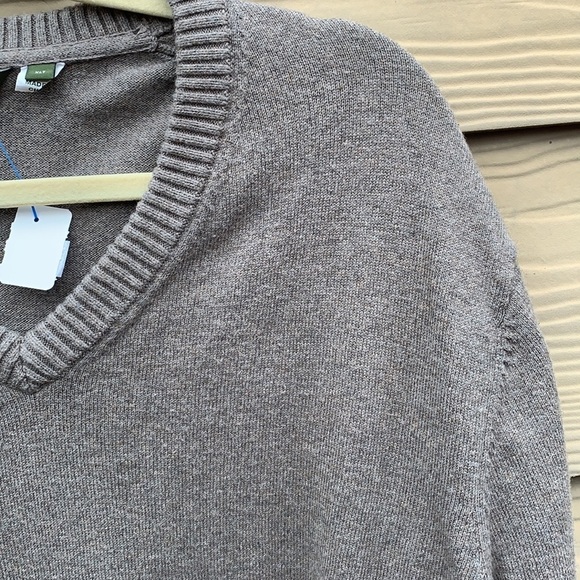 VTG Eddie Bauer V-Neck Sweater XLT Cotton Cashmere Blend Tan Pullover Relaxed - Picture 8 of 11